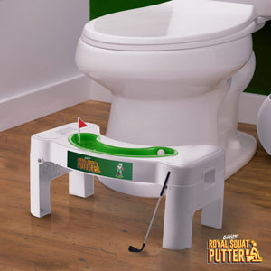 Gagster Royal Squat Putter – Mini Golf Toilet Game – Foldable Potty Stool for Adults – Funny Gag Gift for Men – White Elephant Present Ideas for Office – Indoor Golf Game for Men
