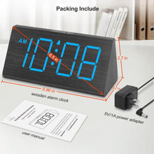 Load image into Gallery viewer, DreamSky Wooden Digital Alarm Clocks for Bedrooms - Electric Desk Clock with Large Numbers, USB Port, Loud Alarm for Heavy Sleepers, Adjustable Volume, Dimmer, DST, Wood Décor Gifts, Adapter Powered