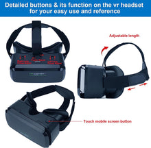 Load image into Gallery viewer, VR Headsets for Phone Cell Phone Virtual Reality headsets 3D Glasses Helmets VR Goggles for TV Movies Video Games Compatible to iOS Android Support 4.7” to 7.3” Mobile Screen with Controller (BR95)