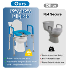 Load image into Gallery viewer, Platinum Health Original Ultimate Padded Raised Toilet Seat with Handles, Riser for Seniors with Adjusted Height &amp; Width, FSA HSA Eligible 420lb for Elderly, Seniors, Pregnant, Fits any Toilet