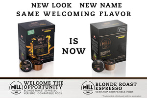Mill Coffee Blonde Espresso Pods K-fee® & Verismo* Compatible | 72 Count (6 boxes X 12 Pods) |