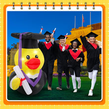Load image into Gallery viewer, Leyndo 1 Set 5ft Graduation Inflatables Decoration Giant Inflatable Duck with Build-in LEDs Lights Cute Blow up Duck with Cap and Gown Diploma for Congrats Graduation Party Yard Lawn Photo Booth