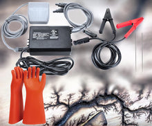Load image into Gallery viewer, Lichtenberg Machine, Fractal Wood Burning Kit, 10KV 30mA Electric Wood Burner with Transformer, Rods, Clamps &amp; Foot Pedal, with HIgh Voltage Insulating Gloves