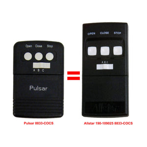 Allstar 109025 Garage Door Opener Remote 8833TC-OCS Open Close Stop 190-109025