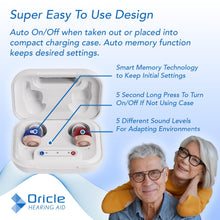Load image into Gallery viewer, Oracle Standard 2.0 Hearing Aids for Seniors - Oricle Hearing Aids for Adults with Advanced Noise Cancellation - Easy Volume Control with Portable Charging Case