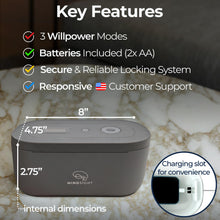 Load image into Gallery viewer, Mindsight Timed Lock Box | Unplug from Phones, Video Games, Social Media, Snacks &amp; Cravings | 3 Modes based on Willpower | Easy to Use | Out of Sight ~ Out of Mind | Boost Your Mental Wellness