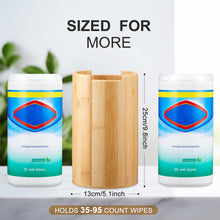 Load image into Gallery viewer, SiliFine Bamboo Wipes Dispenser Container, Disinfectant Wall Mounted Disinfectant Wipes Holder Decorative Bamboo Kitchen Organizer for Bathroom Office Classroom Countertop Home