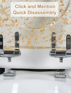 Gold Resin Toilet Seat Elongated with Easy Clean & Change Hinges, Soft Close Quick Release Heavy Duty Toilet Seats with Glitter Cover Acrylic Seats (Elongated 19Inch, Gold Foil, Upgraded hinge)