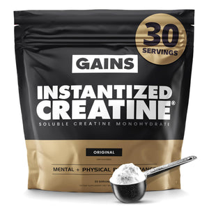 Gains in Bulk Instantized Creatine Monohydrate for Women and Men, Soluble Pre Workout Powder, Supports Muscle Building, Strength and Performance, Bodybuilding Supplements, Unflavored, 30 Servings