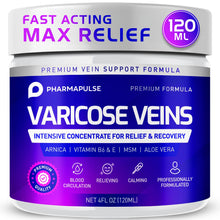 Load image into Gallery viewer, Pharmapulse Varicose &amp; Spider Veins Soothing Leg Cream - Relaxing Leg Cream Formula - Fast-Acting Relief Cream - Expertly Crafted for Optimal Comfort 4oz