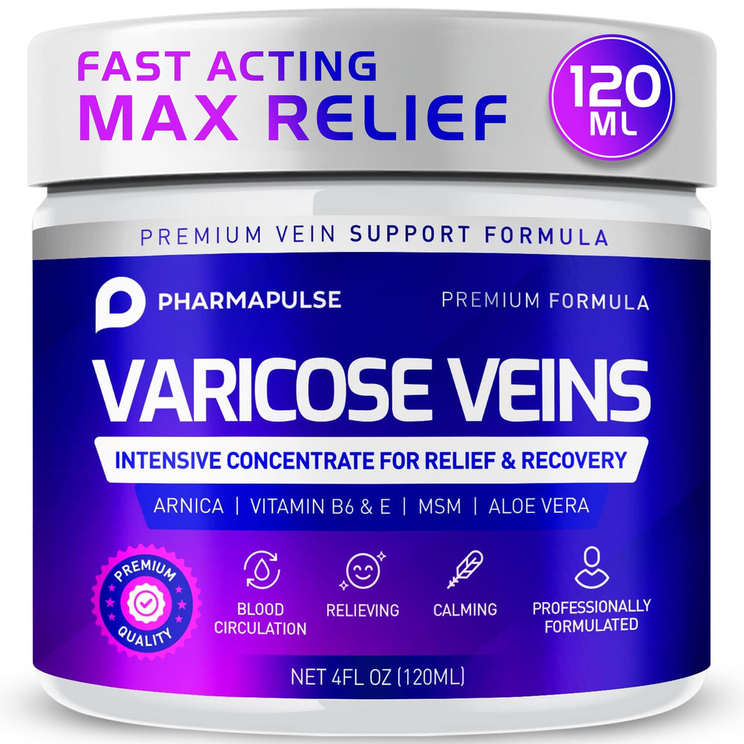 Pharmapulse Varicose & Spider Veins Soothing Leg Cream - Relaxing Leg Cream Formula - Fast-Acting Relief Cream - Expertly Crafted for Optimal Comfort 4oz