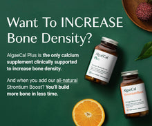 Load image into Gallery viewer, AlgaeCal - Bone Builder Pack for Bone Density Increase, Clinically Supported Plant Based Calcium Supplement &amp; Strontium, Vitamins K2 (100mg), D3 (1600 IU), Magnesium &amp; 16 Essential nutrients