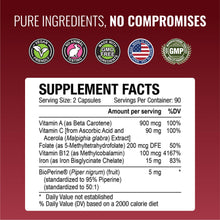 Load image into Gallery viewer, Approved Science Anemiaprin - Absorbable Iron, Vitamin C - Gentle On Stomach - 180 Capsules - 3 Month Supply - Non-GMO, Vegan