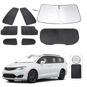 TINGLU Window Shades for Chrysler Pacifica Minivan 2017-2025 Accessories Full Windows Rear Triangular Windshield Sun Shade Sun UV Rays Privacy Protection 8PCS