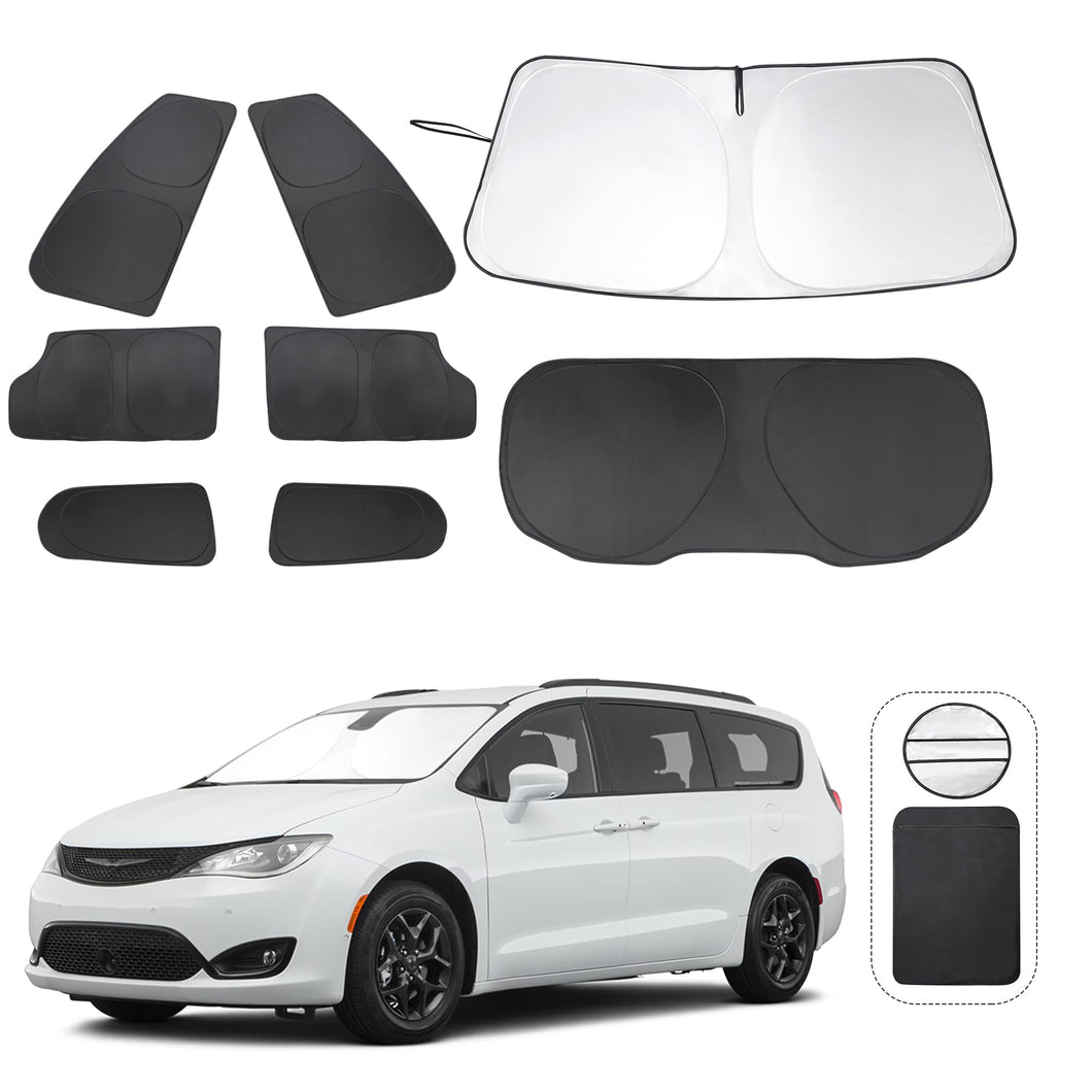TINGLU Window Shades for Chrysler Pacifica Minivan 2017-2025 Accessories Full Windows Rear Triangular Windshield Sun Shade Sun UV Rays Privacy Protection 8PCS