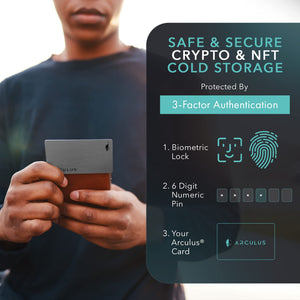 Arculus Crypto Cold Storage Wallet, Secure Bitcoin & Ethereum Wallet, 3-Factor Authentication, Silver