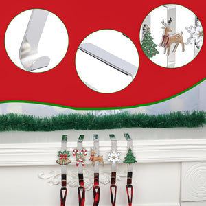 Baseo Set of 5 Stocking Holders for Mantle - Christmas Stocking Hangers for Fireplace Christmas Stocking Hangers for Mantel Stocking Hooks for Fireplace Stocking Holders for Christmas Decoration