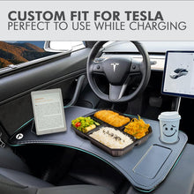 Load image into Gallery viewer, CYBERDESK: Portable Car Table for Tesla Model 3 X Y - Workstation Desk, Dining Tray, Laptop Holder for Remote Work, Eating, Travel, and Business - Easy Installation, Sturdy Design (Large)