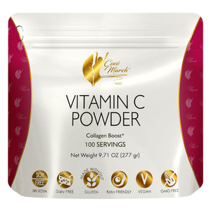 Cocó March N.M.D 1000 mg Vitamin C Powder- for Collagen Production & Immune Support, Zinc, Bromelain, Quercetin, L-Lysine - Free from: Gluten Dairy, Soy, GMOs, Vegan and Keto Friendly 10 Oz