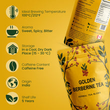 Load image into Gallery viewer, Berberine Tea 45g Natural Organic Caffeine-Free Blend Non-GMO Herbal in Plastic-Free Stand Alone Pouch Delicious Antioxidant for Immune Support