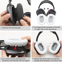 Load image into Gallery viewer, Lambskin Ear Pads for AirPods Max Headphones Sheepskin Leather Earpads Replacement with Memory Foam and Magnet Sweat Proof&amp; Excellent Noise Isolation White