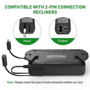 Battery for Reclining Furniture with LCD 2500mAh Rechargeable Battery for Power Recliners Electric Recliner Sofas Chairs Couch for 2-Pin Connection