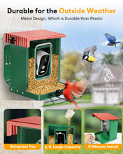 Load image into Gallery viewer, Metal Smart Bird Feeder with Camera – Solar Powered, AI Bird Identification &amp; 2.5K HD Auto Capture Videos, Arrival Notifications, 2.1L Capacity &amp; 100% Durable Design