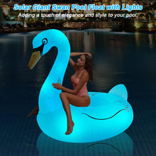 Load image into Gallery viewer, Alpcouts Giant Inflatable Swan Pool Float Adult with Colorful Lights, Solar Powered Large Swan Beach Pool Floaties, 60&#39;&#39; Lake Pool Raft Lounge Inflatable Ride-On with Fast Valves for Summer Water Fun.