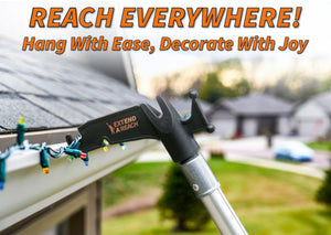5-24 ft Long Telescopic Extension Pole with Utility Hook // Telescoping Pole for Christmas Lights Installation, String Lights, Birdfeeders // Lightweight and Sturdy // Christmas Light Pole with Hook