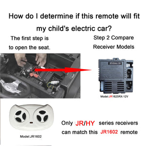 JR1602 FCC 2.4G Bluetooth Remote Control Remote for 12V Ride On Car,Controller Transmitter Accessories for Kids Electric Toy SUV Matched JR 6-24 Volt Control Box Receiver