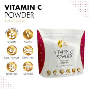 Cocó March N.M.D 1000 mg Vitamin C Powder- for Collagen Production & Immune Support, Zinc, Bromelain, Quercetin, L-Lysine - Free from: Gluten Dairy, Soy, GMOs, Vegan and Keto Friendly 10 Oz