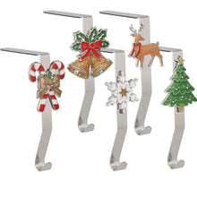 Load image into Gallery viewer, Baseo Set of 5 Stocking Holders for Mantle - Christmas Stocking Hangers for Fireplace Christmas Stocking Hangers for Mantel Stocking Hooks for Fireplace Stocking Holders for Christmas Decoration