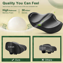 Load image into Gallery viewer, GINEOO New Noseless Oversized Bike Seat, Extra Wide Comfort Pure Memory Foam Bicycle Seat Cushion, Compatible Saddle Replacement with Electric Bike, Exercise, Cruiser, Road Bike for Men &amp; Women