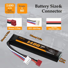 Load image into Gallery viewer, VICMILE 1400mAh Airsoft Battery 11.1V Lipo Battery with Deans T Plug 30C High Discharge Rate Rechargeable 3S Lipo Battery for Airsoft Model Guns