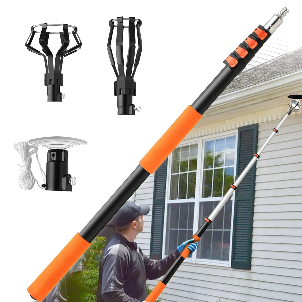 26ft Reach Light Bulb Changer for High Ceilings Telescopic Light Bulb Extension Pole Changer 5-20ft Light Bulb Removal Tool with Baskets and Suction Cup