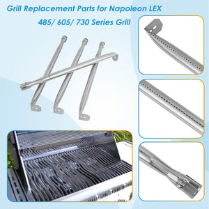 BBQration Grill Parts for Napoleon LEX 485, LEX 605, LEX 730, Mirage 485 605 Series Grills, Built-in LEX 485,16.5" Heat Plate & Burner Replacement Parts for Napoleon Grill Accessories