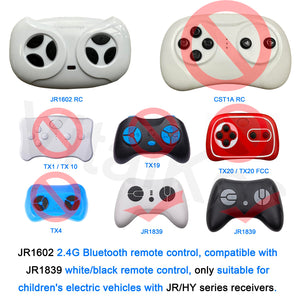 JR1602 FCC 2.4G Bluetooth Remote Control Remote for 12V Ride On Car,Controller Transmitter Accessories for Kids Electric Toy SUV Matched JR 6-24 Volt Control Box Receiver