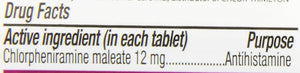 Chlorpheniramine Maleate Extended Release, 12 Mg , 60 Tablets