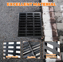 Load image into Gallery viewer, Cast Iron Drain Grate 24x24 Inch Outdoor Square Drain Cover B Class Heavy Duty Sewer Grate Durable Channel Grate for Driveway Concrete Yard Garage Black Finish