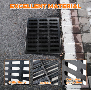 Cast Iron Drain Grate 24x24 Inch Outdoor Square Drain Cover B Class Heavy Duty Sewer Grate Durable Channel Grate for Driveway Concrete Yard Garage Black Finish