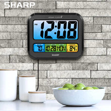 Load image into Gallery viewer, SHARP Atomic Clock with Bright Color Display, Atomic Accuracy, Jumbo 3&quot; Easy to Read Numbers - Indoor/Outdoor Temperature Display with Wireless Outdoor Sensor