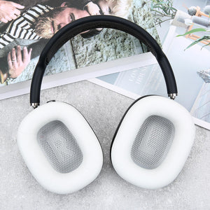 Lambskin Ear Pads for AirPods Max Headphones Sheepskin Leather Earpads Replacement with Memory Foam and Magnet Sweat Proof& Excellent Noise Isolation White