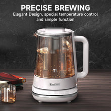 Load image into Gallery viewer, ICOOKPOT Titanium &amp; Stainless Steel Electric Kettle with Tea Infuser and Temperature Control,1.5L Glass Tea Maker,1500W Rapid Boiling,Programmable Control for your Favorite Teas and Coffee-Grey