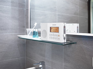 Sangean H201 Shower Radio AM/FM Waterproof, Weather Alert Radio, White