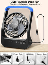 Load image into Gallery viewer, Battery Operated Fan, Camping Fan Battery Powered, Super Long Lasting, Portable D-Cell Battery Powered Desk Fan with Timer, 3 Speeds, Quiet, 180° Rotation, for Office,Bedroom,Outdoor, 5&#39;&#39;, Blue