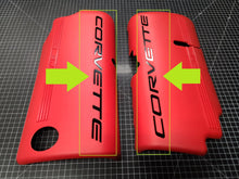 Load image into Gallery viewer, Corvette Decal Letter Inlays for C5 Fuel Rail Engine Covers Fits LH &amp; RH 1997-2004 Corvette 5.7L LS1 LS6 LSX (Gloss Black)
