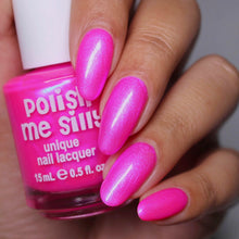 Load image into Gallery viewer, Polish Me Silly Barbee On The Glow - Neon Pink Blue NEON Glow Pop Collection MultiColor Shifting: Mylar Oil Slick Indie Nail Polish