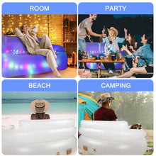 Load image into Gallery viewer, MIICASA Double Inflatable Couch Sofa Camping Chair, LED Inflatable Chair with Lights, Blow Up Illuminated Air Lounger Chair with Electric Pump, Indoor Outdoor Automatic Inflatable Sofa for Room Yard