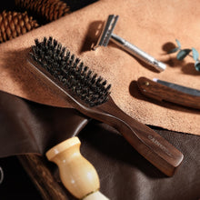 Load image into Gallery viewer, Mens Wild Boar Bristle Hair Brush for Men - Slick Back Hair Brush - Stiff Bristles for Thick Hair, Natural Black Walnut Wooden Handle Hairbrush, Beard Mustache Brush Comb by GAINWELL