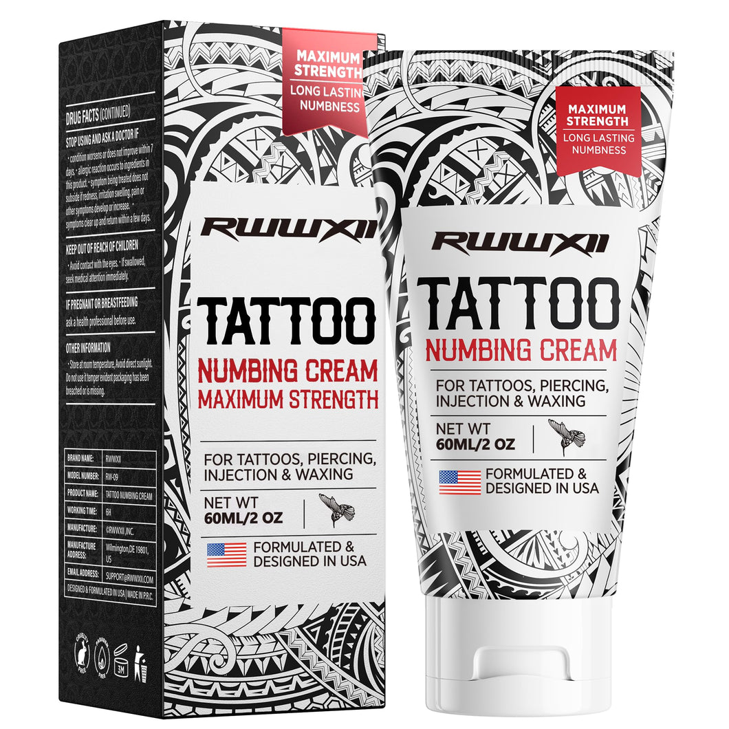 Tattoo Numbing Cream Extra Strength: Long Lasting Numbness for Painless Tattoo Piercing Waxing Microblading 60ML (Large, Gram, 60)